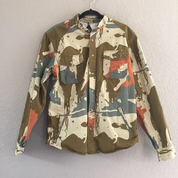 Blvck Scvle Green/orange Button Up Shirt SZ Large - Picture 1 of 10